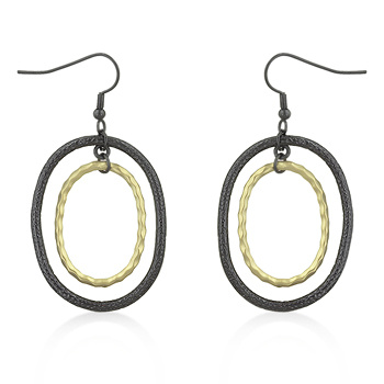 Two - Tone Oval Hematite Earrings