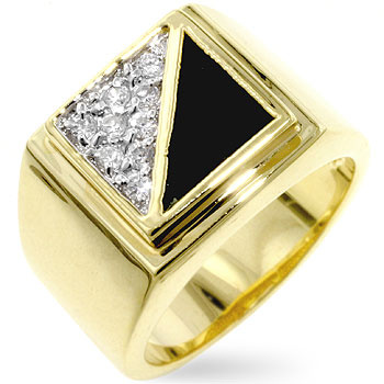 Gemini CZ Men's Onyx Ring