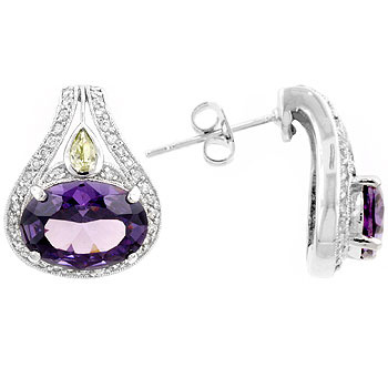 Amethyst CZ Peridot Earrings