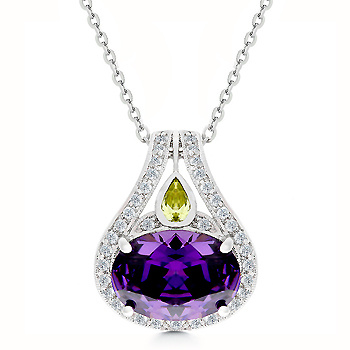 Amethyst CZ Peridot Pendant